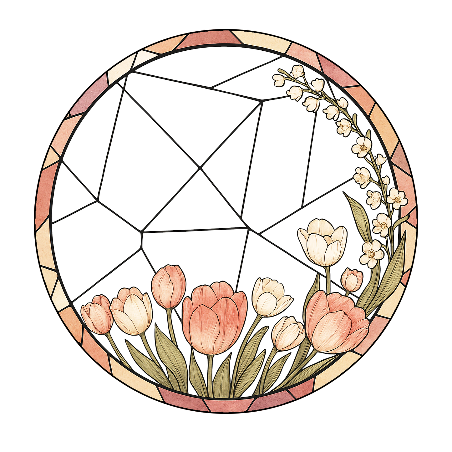 Custom Pet Glass Suncatcher – Personalized Dog Portrait with Yellow Lilies and Daisies – Stained Glass Style Window Hanging Gift (Sun-104)