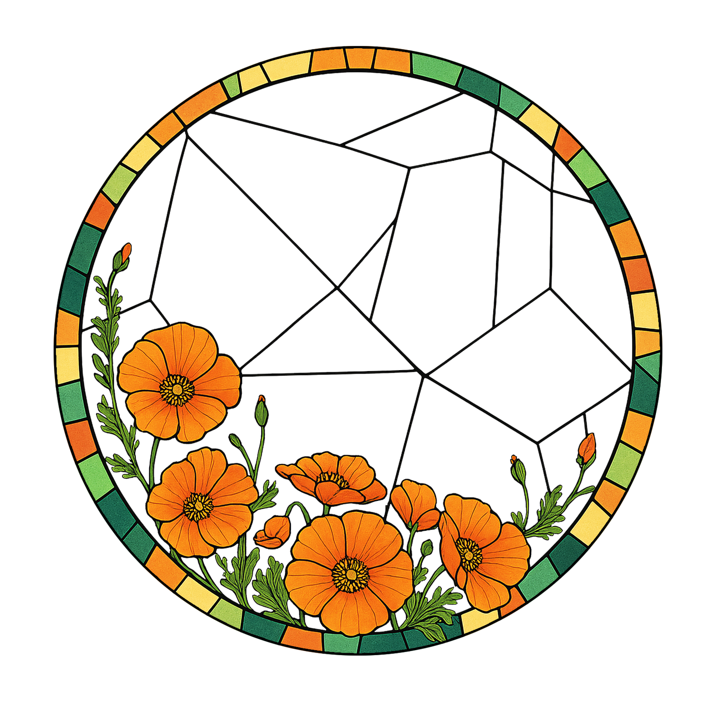 Custom Pet Glass Suncatcher – Personalized Dog Portrait with Yellow Lilies and Daisies – Stained Glass Style Window Hanging Gift (Sun-104)