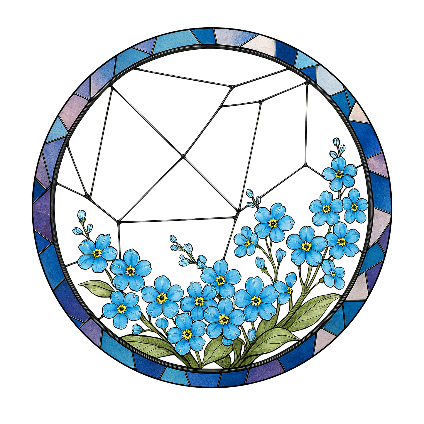 Custom Pet Glass Suncatcher – Personalized Dog Portrait with Yellow Lilies and Daisies – Stained Glass Style Window Hanging Gift (Sun-104)