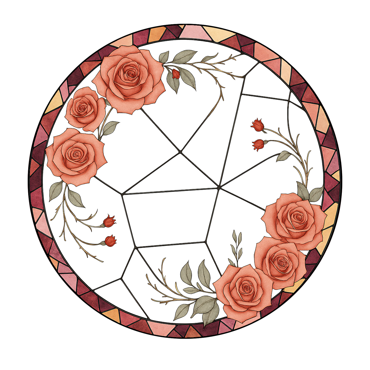 Custom Pet Glass Suncatcher – Personalized Dog Portrait with Yellow Lilies and Daisies – Stained Glass Style Window Hanging Gift (Sun-104)