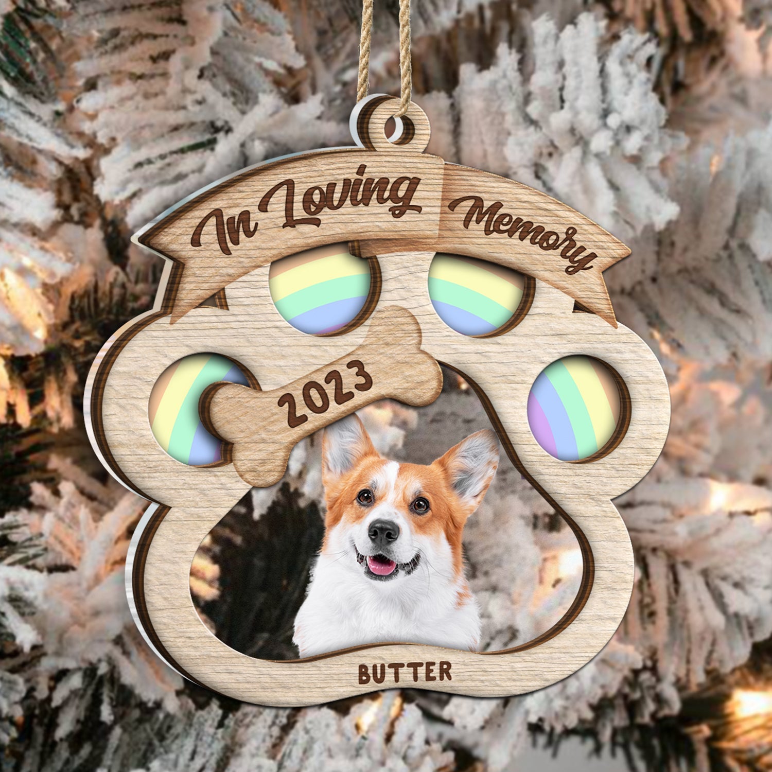 Custom Photo In Loving Memory - Christmas Sympathy Gift For Dog Lovers - Personalized 2-Layered Mix Ornament