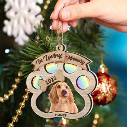 Custom Photo In Loving Memory - Christmas Sympathy Gift For Dog Lovers - Personalized 2-Layered Mix Ornament