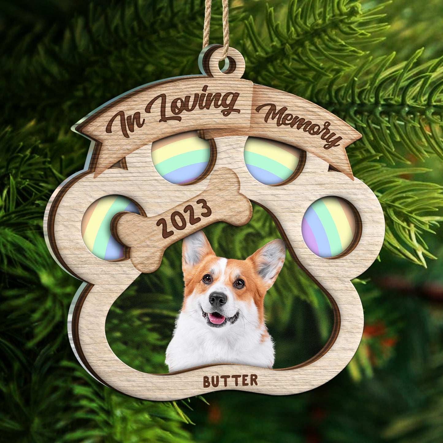 Custom Photo In Loving Memory - Christmas Sympathy Gift For Dog Lovers - Personalized 2-Layered Mix Ornament