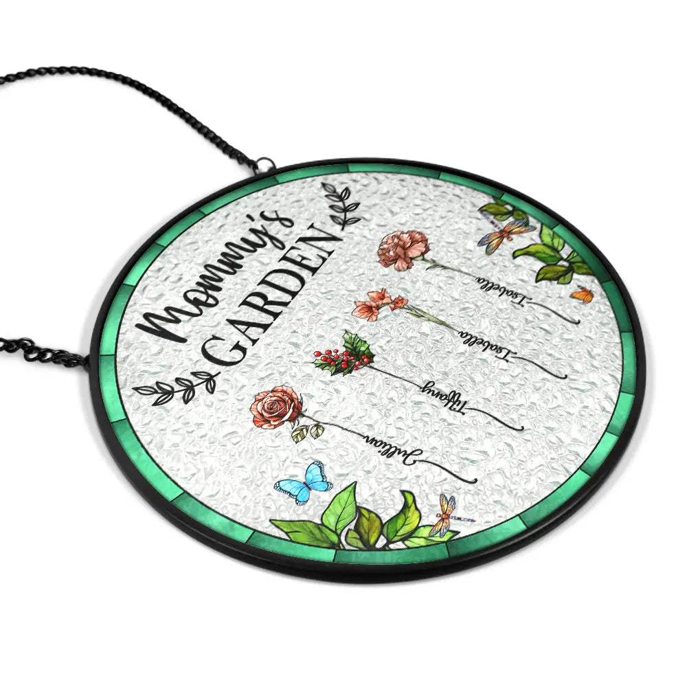 Personalized Birthday Flower Stained Glass Suncatcher with Custom Name (Sun-17)