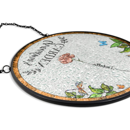 Personalized Birthday Flower Stained Glass Suncatcher with Custom Name (Sun-17)