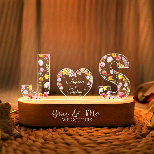 Personalized Couple Name Led Night Light, You And Me We Got This, Custom Letter Gift For Couple, Couple Home Decoration, Wedding Anniversary (GNL-34)