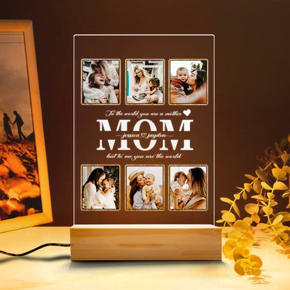 Personalized Mom Night Light With Photo, Custom Acrylic Frame Gift for Mother's Day or Birthday From Daughter or Son (MNL-18)