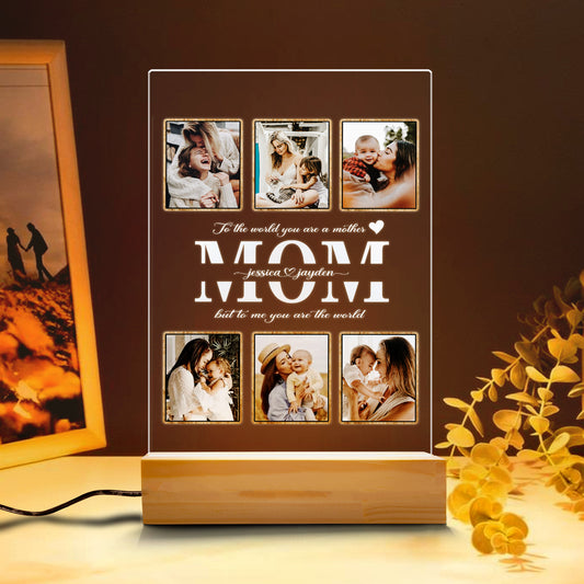 Personalized Mom Night Light With Photo, Custom Acrylic Frame Gift for Mother's Day or Birthday From Daughter or Son (MNL-18)