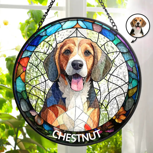 Custom Personalized Dog & Cat Family Glass Suncatcher – Handcrafted Pet Lover’s Window Hanging Decoration to Celebrate Your Furry Family Members (Sun-18)