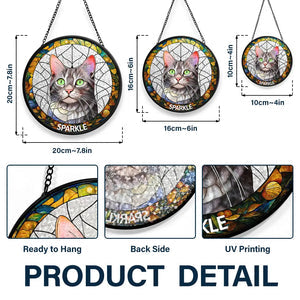 Custom Personalized Dog & Cat Family Glass Suncatcher – Handcrafted Pet Lover’s Window Hanging Decoration to Celebrate Your Furry Family Members (Sun-18)