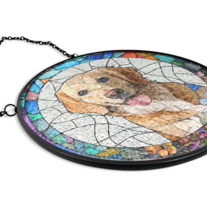 Custom Personalized Dog & Cat Family Glass Suncatcher – Handcrafted Pet Lover’s Window Hanging Decoration to Celebrate Your Furry Family Members (Sun-18)