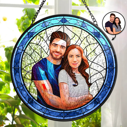 Personalized Custom Stained Glass Suncatcher – You & Me, Always Together – Handcrafted Window Hanging Decoration for Meaningful Gifts (Sun-16)