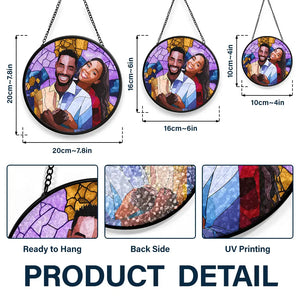 Custom Stained Glass Suncatcher - Family Photo Portrait for Mom and Grandma (Sun-20)