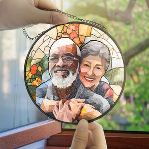 Custom Stained Glass Suncatcher - Family Photo Portrait for Mom and Grandma (Sun-20)