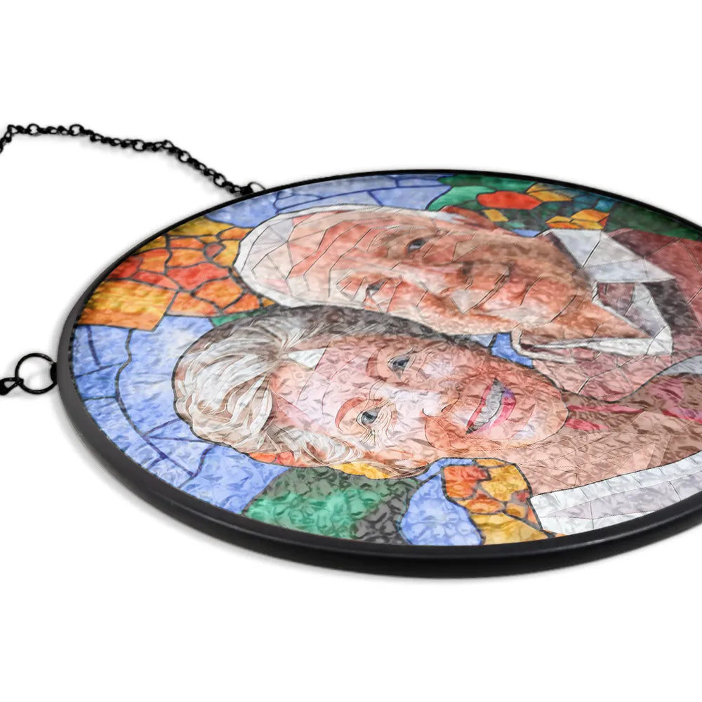Custom Stained Glass Suncatcher - Family Photo Portrait for Mom and Grandma (Sun-20)