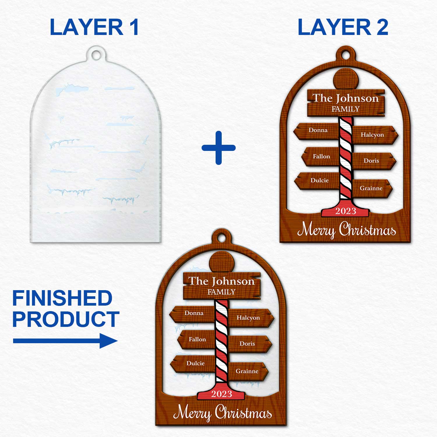 North Pole Family - Christmas Gift For Family - Personalized 2-Layered Mix Ornament