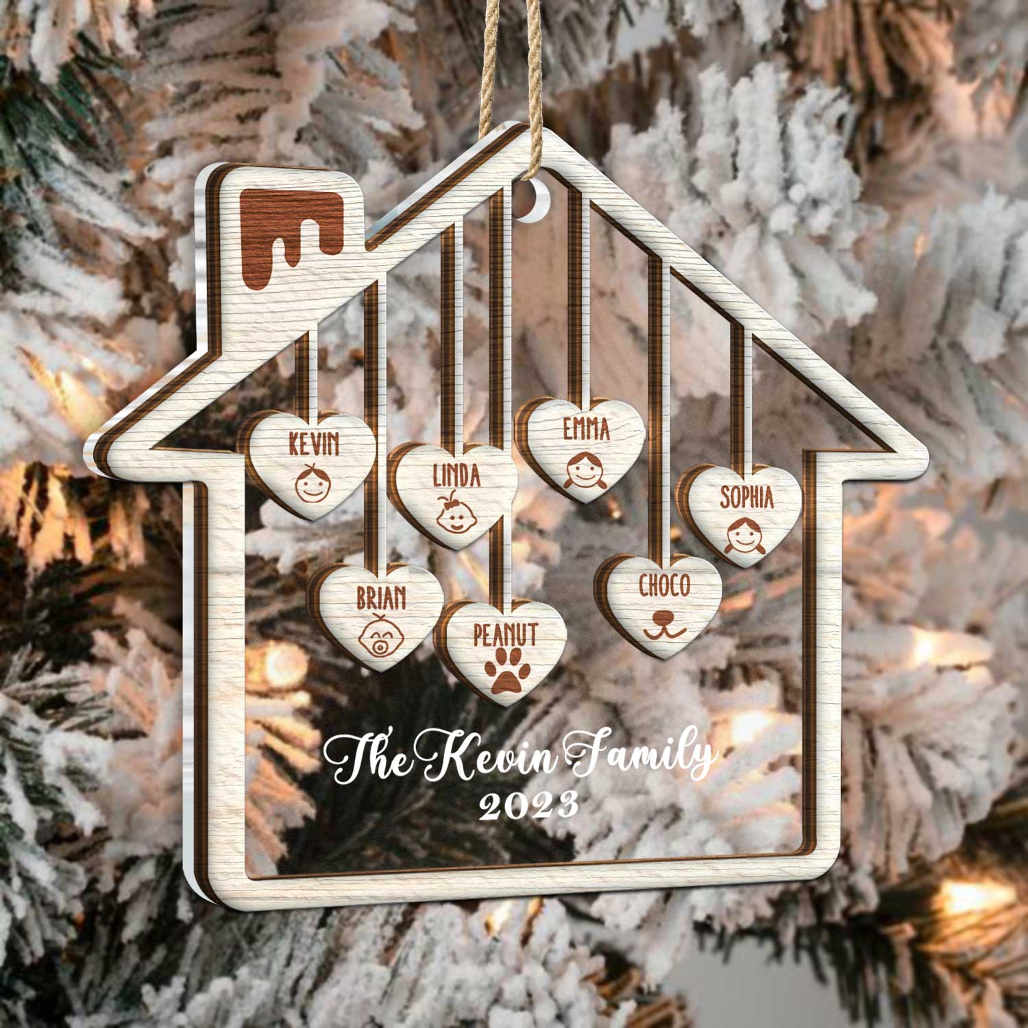 Love House - Christmas Gift For Family - Personalized 2-Layered Mix Ornament