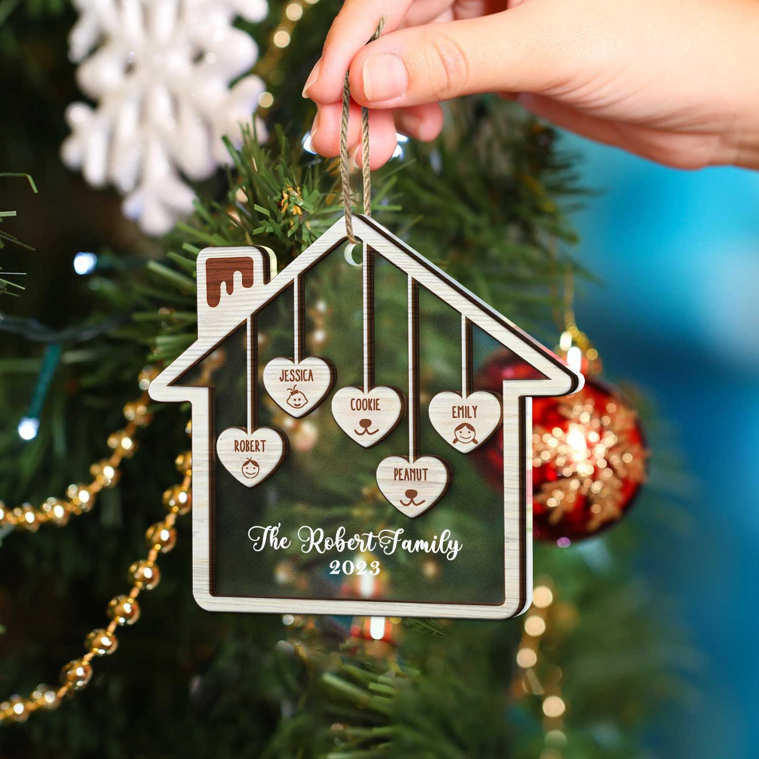 Love House - Christmas Gift For Family - Personalized 2-Layered Mix Ornament