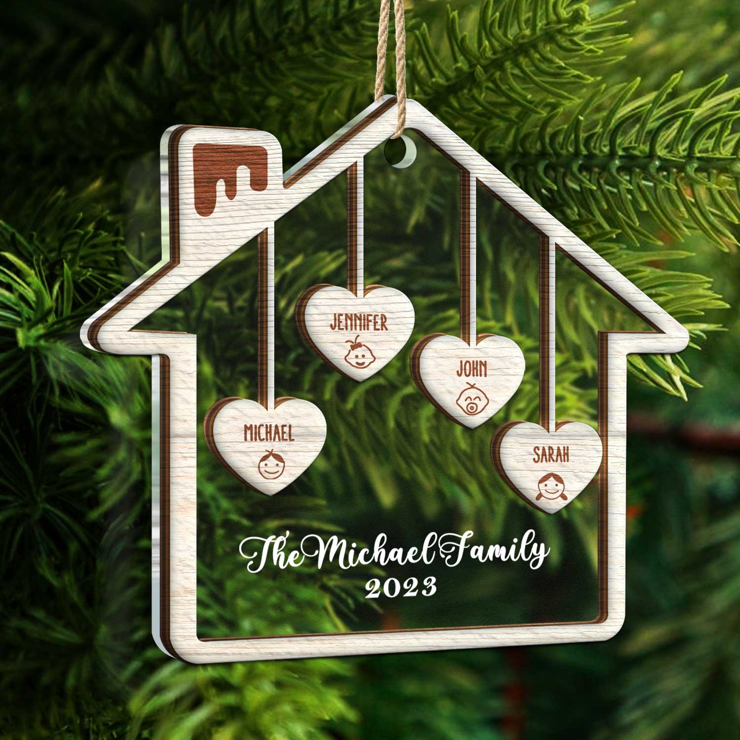 Love House - Christmas Gift For Family - Personalized 2-Layered Mix Ornament