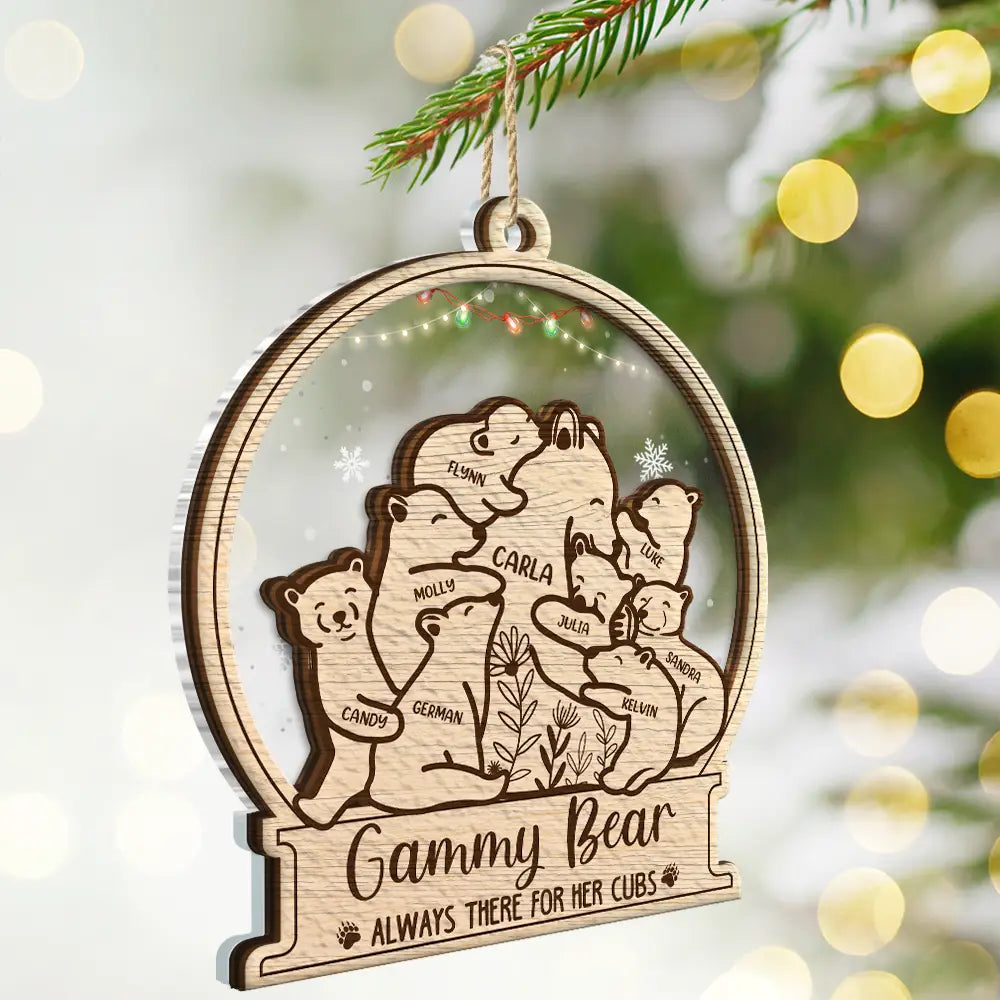 Mama Bear Always There For Her Cubs - Personalized 2-Layered Mix Ornament