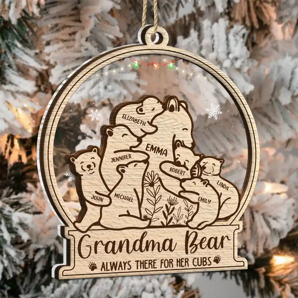 Mama Bear Always There For Her Cubs - Personalized 2-Layered Mix Ornament