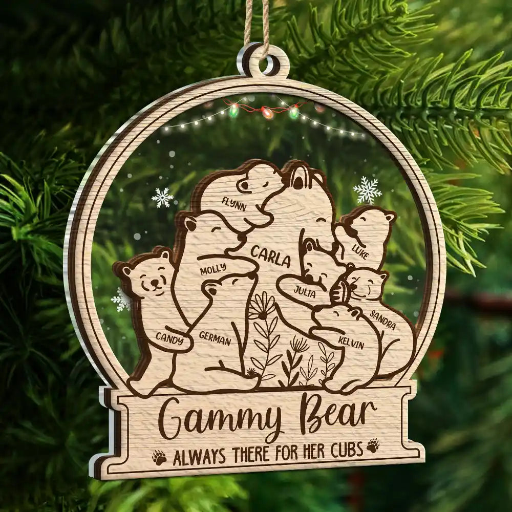 Mama Bear Always There For Her Cubs - Personalized 2-Layered Mix Ornament
