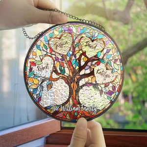 Personalized Tree of Life Glass Suncatcher - Family Unbreakable Bond Design (Sun-19)