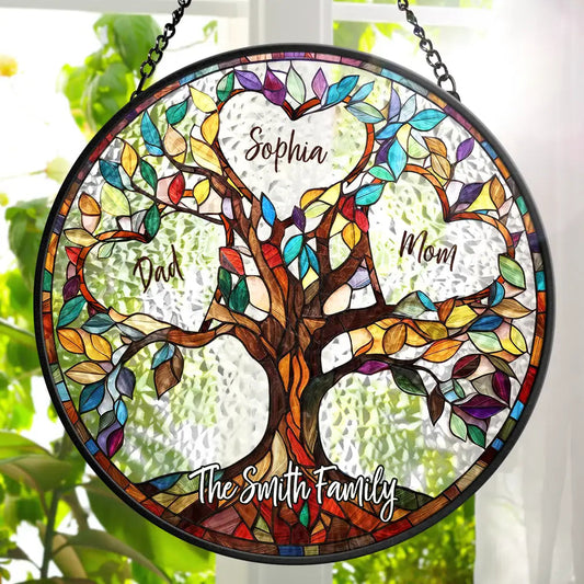 Personalized Tree of Life Glass Suncatcher - Family Unbreakable Bond Design (Sun-19)