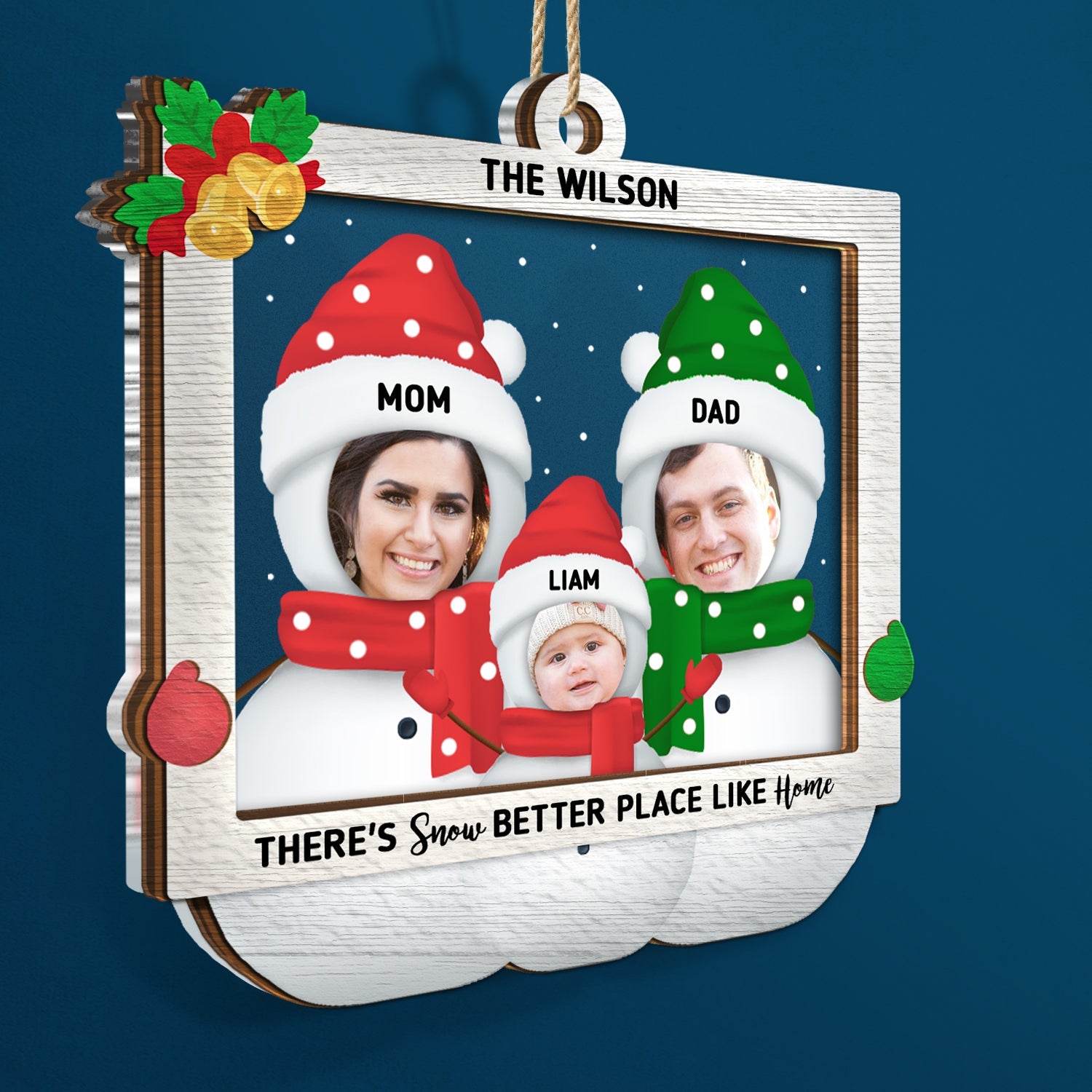 Custom Photo Snow Better Place - Christmas Gift For Couples And Family - Personalized 2-Layered Mix Ornament
