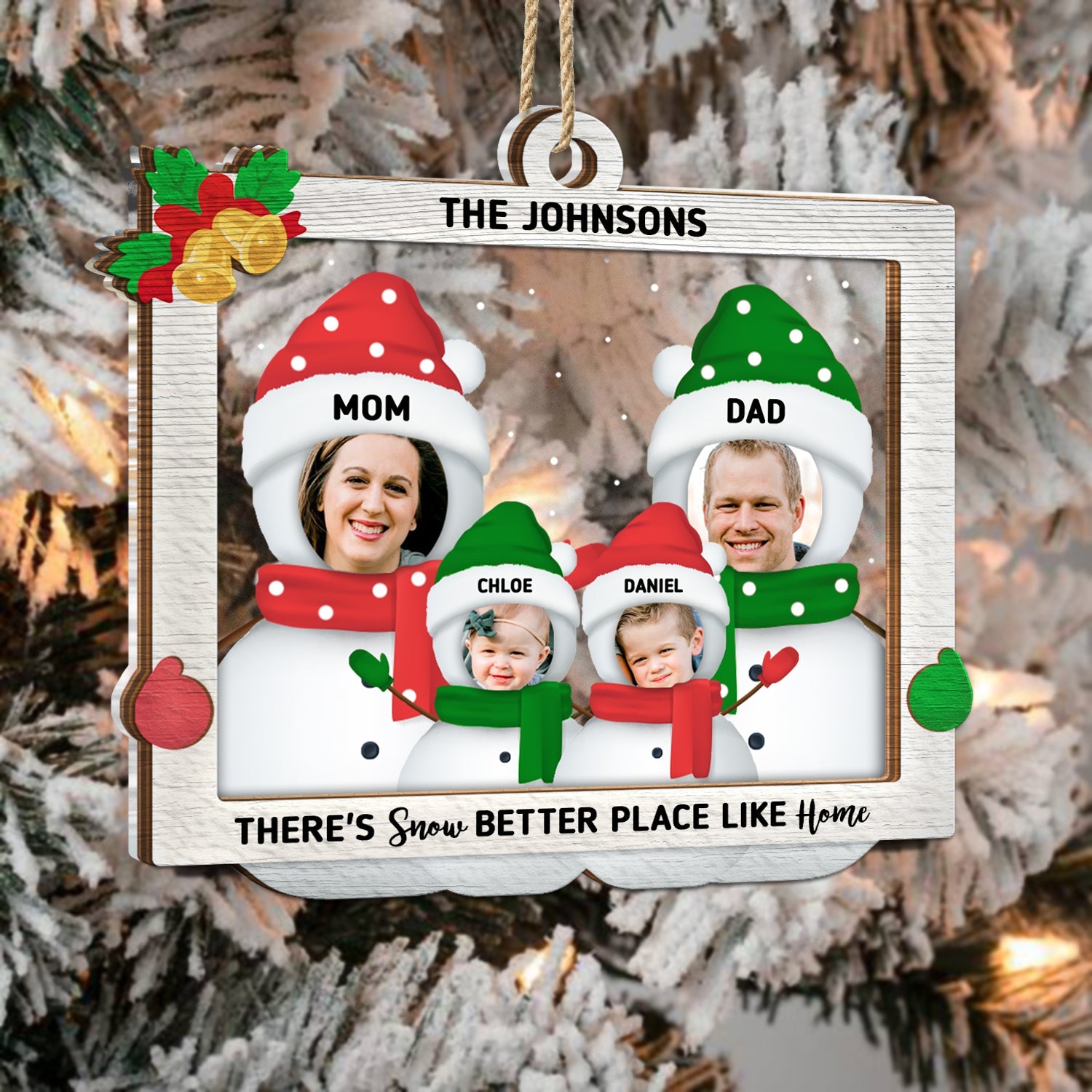Custom Photo Snow Better Place - Christmas Gift For Couples And Family - Personalized 2-Layered Mix Ornament