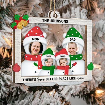 Custom Photo Snow Better Place - Christmas Gift For Couples And Family - Personalized 2-Layered Mix Ornament
