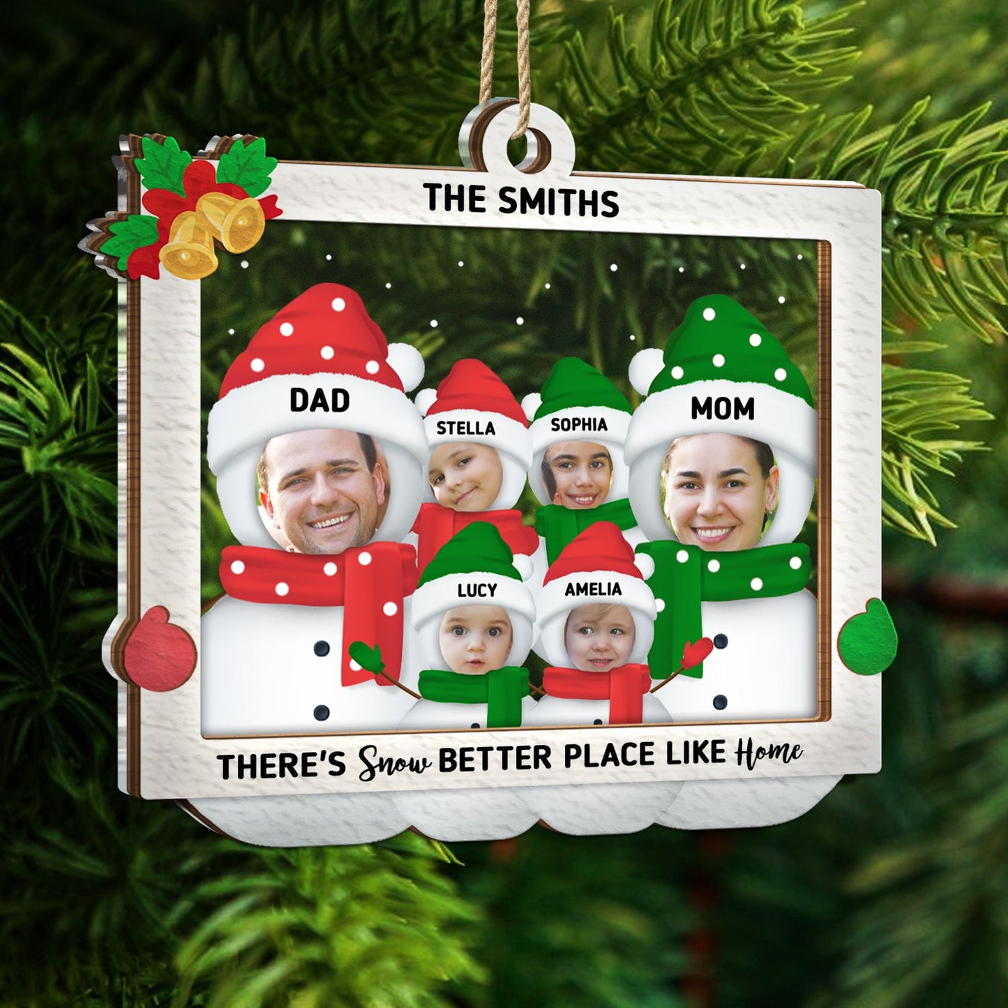 Custom Photo Snow Better Place - Christmas Gift For Couples And Family - Personalized 2-Layered Mix Ornament