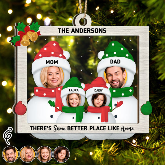Custom Photo Snow Better Place - Christmas Gift For Couples And Family - Personalized 2-Layered Mix Ornament