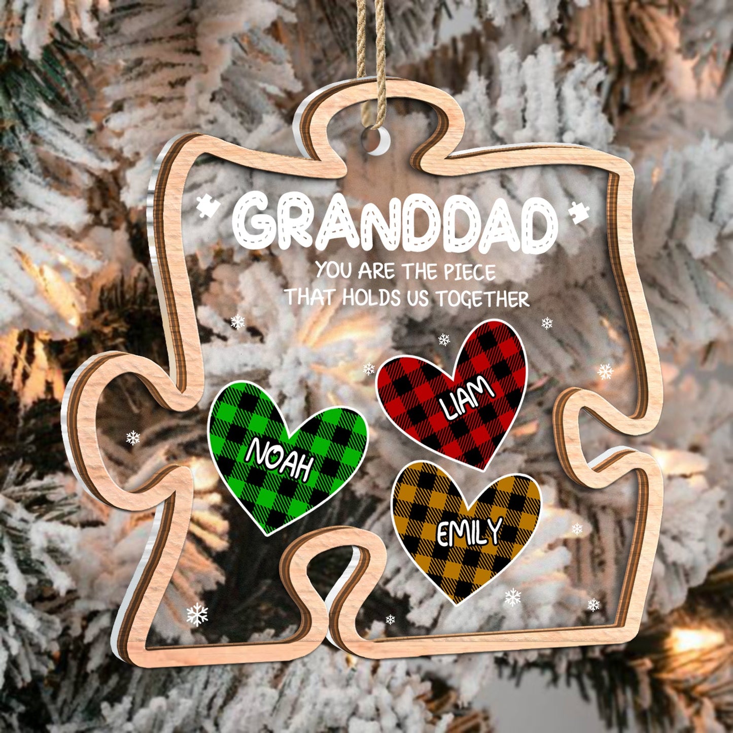 You Are The Piece That Holds Us Together - Christmas, Gift For Grandma, Grandpa, Mom, Dad - Personalized 2-Layered Mix Ornament