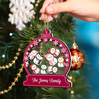 Snowman Christmas Family - Personalized 2-Layered Mix Ornament