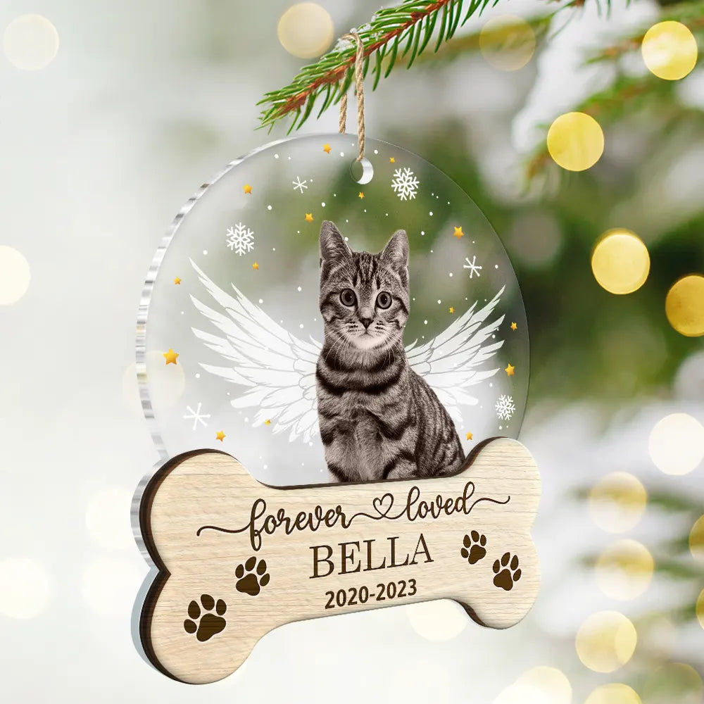 Custom Photo Memorial Forever Loved - Personalized 2-Layered Mix Ornament