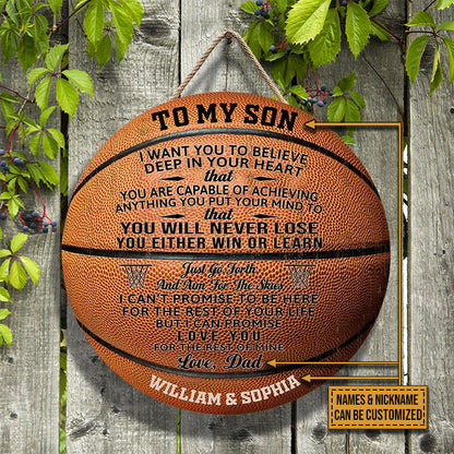 Personalized Basketball Parent And Child You Will Never Lose Customized Wood Circle Sign