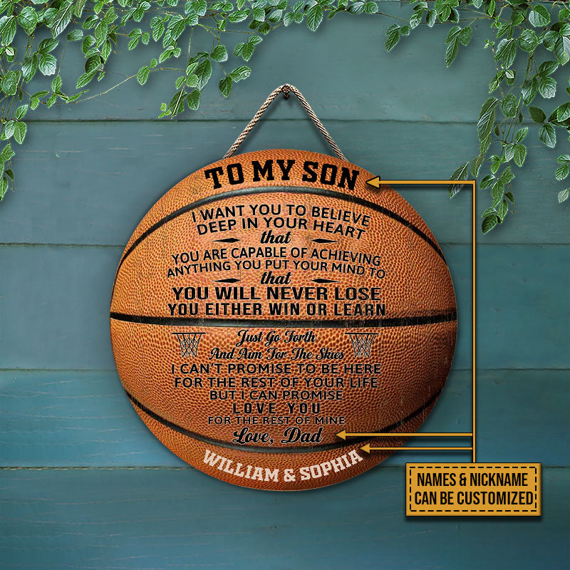 Personalized Basketball Parent And Child You Will Never Lose Customized Wood Circle Sign