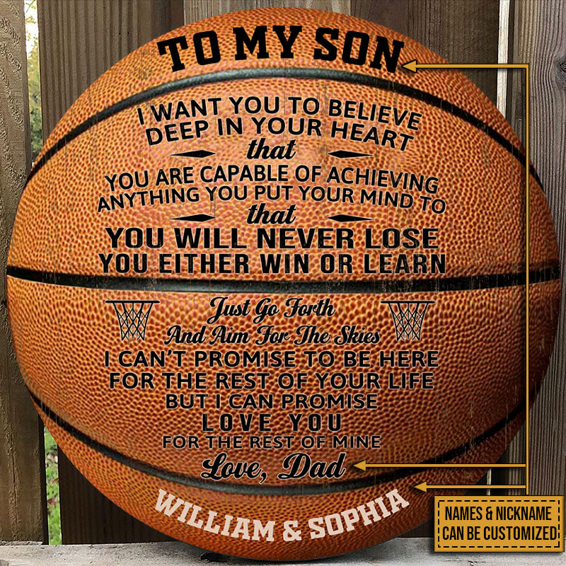 Personalized Basketball Parent And Child You Will Never Lose Customized Wood Circle Sign