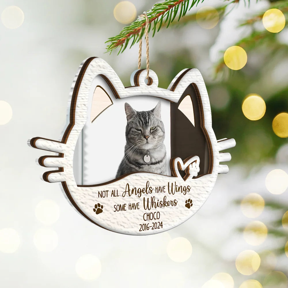 Custom Photo Memorial Cat Not All Angels Have Wings Some Have Whiskers - Personalized 2-Layered Mix Ornament