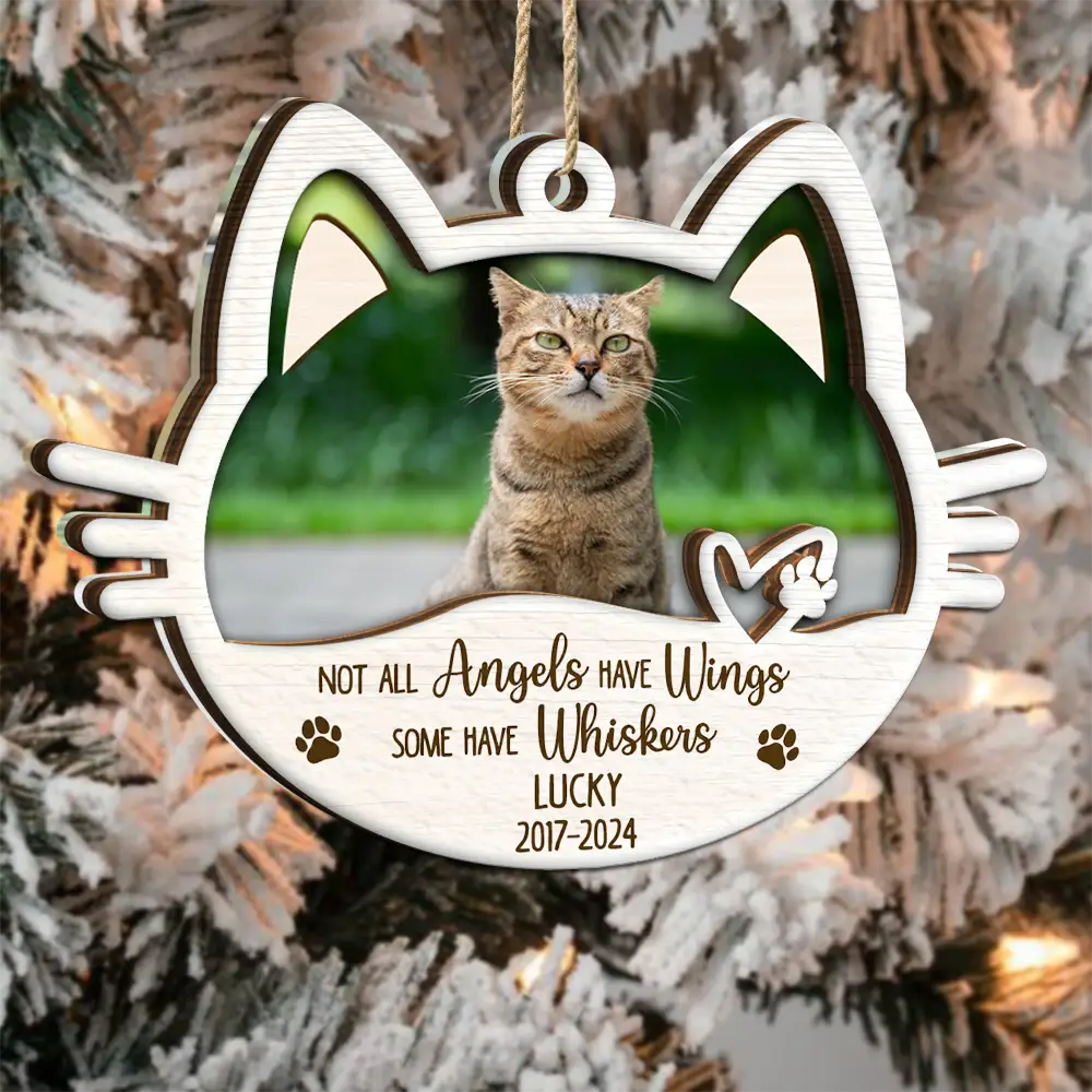 Custom Photo Memorial Cat Not All Angels Have Wings Some Have Whiskers - Personalized 2-Layered Mix Ornament