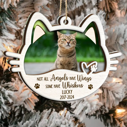 Custom Photo Memorial Cat Not All Angels Have Wings Some Have Whiskers - Personalized 2-Layered Mix Ornament