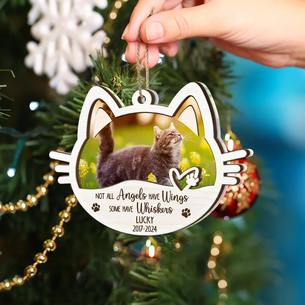 Custom Photo Memorial Cat Not All Angels Have Wings Some Have Whiskers - Personalized 2-Layered Mix Ornament