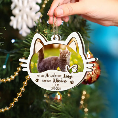 Custom Photo Memorial Cat Not All Angels Have Wings Some Have Whiskers - Personalized 2-Layered Mix Ornament