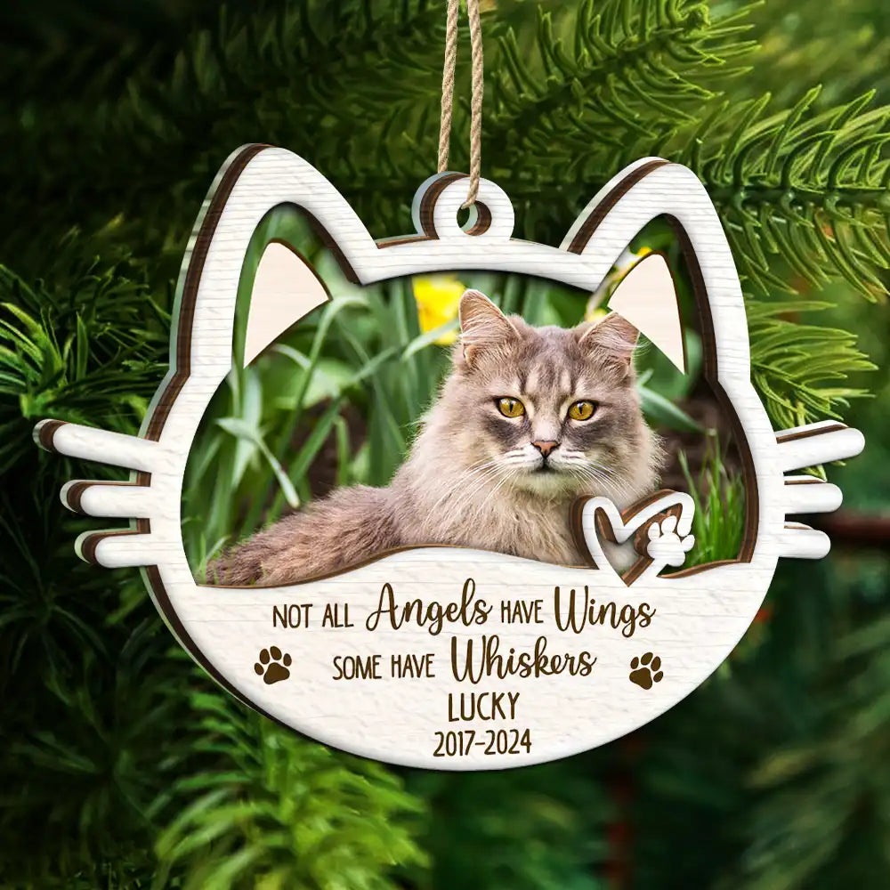 Custom Photo Memorial Cat Not All Angels Have Wings Some Have Whiskers - Personalized 2-Layered Mix Ornament