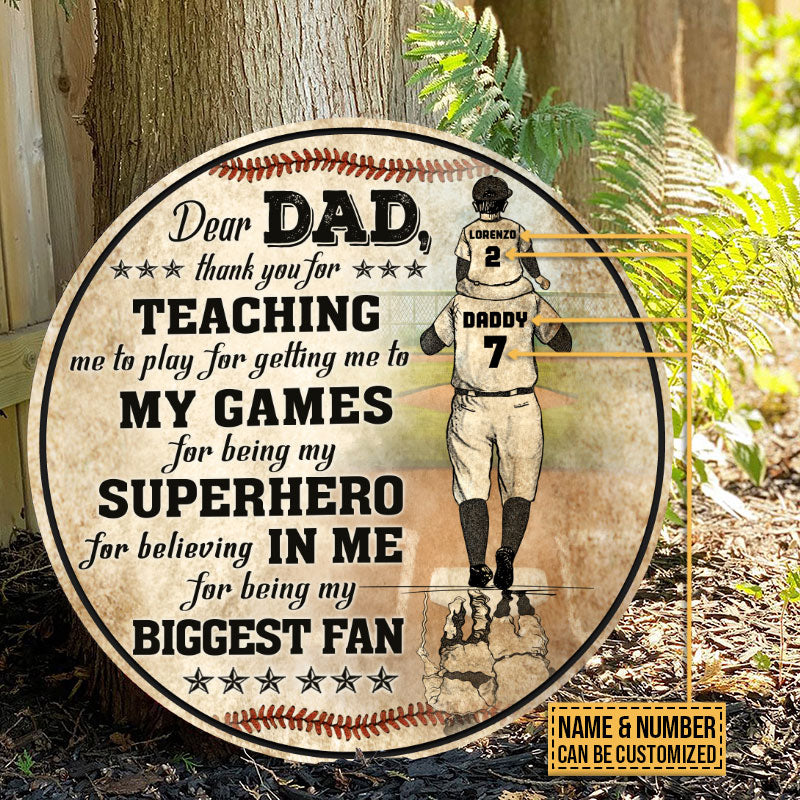 Personalized Baseball Dad And Son Thank You Customized Wood Circle Sign