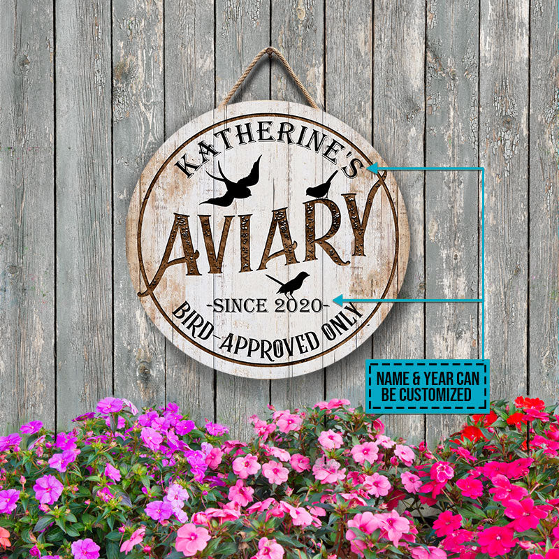 Personalized Birds Aviary Bird-Approved Customized Wood Circle Sign