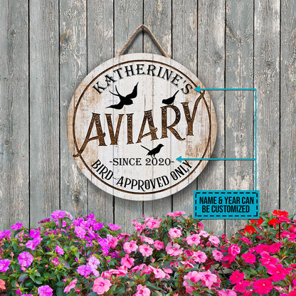 Personalized Birds Aviary Bird-Approved Customized Wood Circle Sign