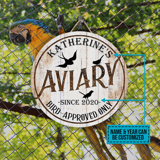 Personalized Birds Aviary Bird-Approved Customized Wood Circle Sign