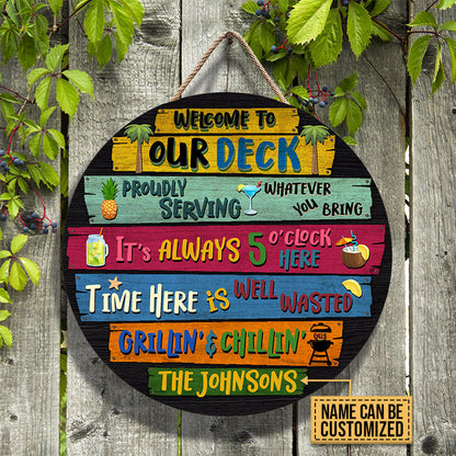 Personalized Deck Welcome To Custom Wood Circle Sign